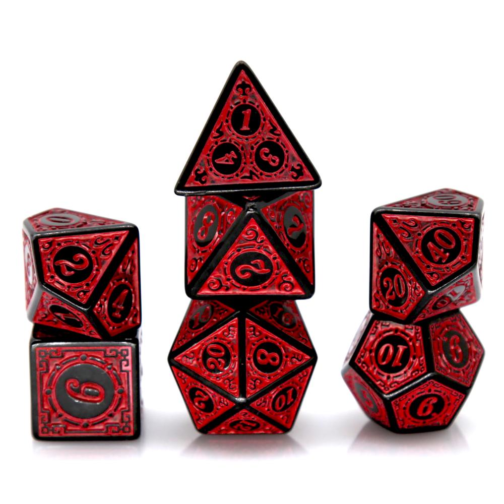 7Pcs Black Red Acrylic Polyhed - đánh giá và giá Board Game Rpg